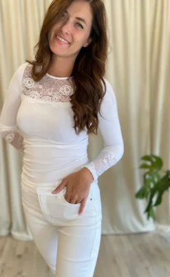 New Tim & Simonsen Bluse - Nancy Lacechest - Bianco Bluser