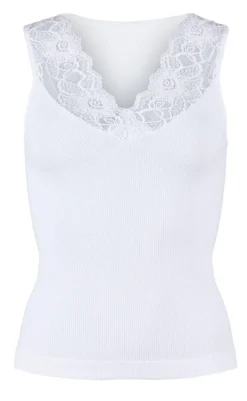 Discount Tim & Simonsen Top - Belen V-Lace - White (vendbar) T-shirts & Toppe