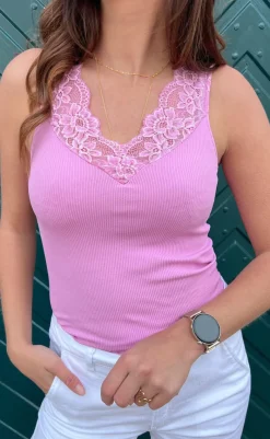 Discount Tim & Simonsen Top - Belen V-Lace - Macaron (vendbar) T-shirts & Toppe