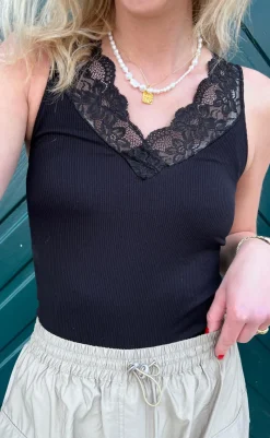 Online Tim & Simonsen Top - Belen V-Lace - Black (vendbar) T-shirts & Toppe