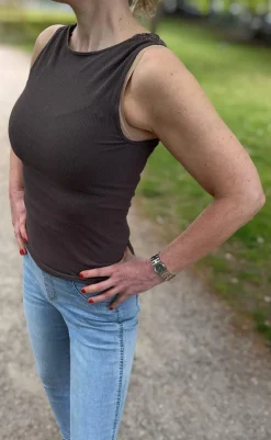 Clearance Tim & Simonsen Top - Belen V-Lace - Caffe (vendbar) T-shirts & Toppe