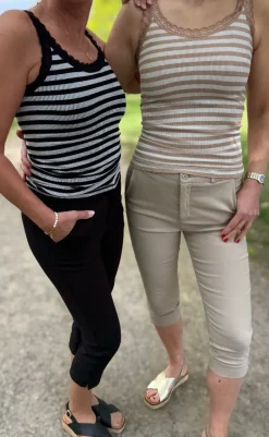 Outlet Tim & Simonsen Top - Isa Rib - Nudo/Bianco T-shirts & Toppe