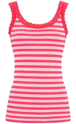 Sale Tim & Simonsen Top - Isa Rib - Scarlatto/Bianco T-shirts & Toppe