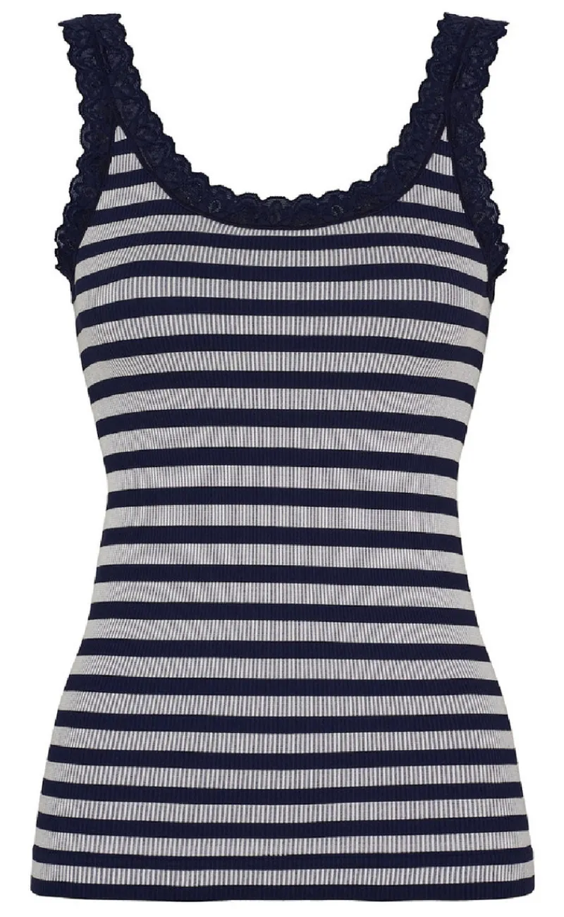 Clearance Tim & Simonsen Top - Isa Rib - Blu/Bianco T-shirts & Toppe