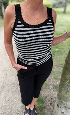 Clearance Tim & Simonsen Top - Isa Rib - Blu/Bianco T-shirts & Toppe