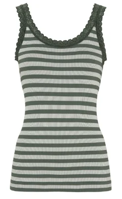 Sale Tim & Simonsen Top - Isa Rib - Oliva/Bianco T-shirts & Toppe