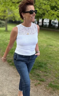 New Tim & Simonsen Top - Nancy Rib - Bianco T-shirts & Toppe