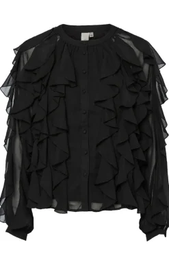 Clearance Bluse - Margot Flounce - Black Bluser
