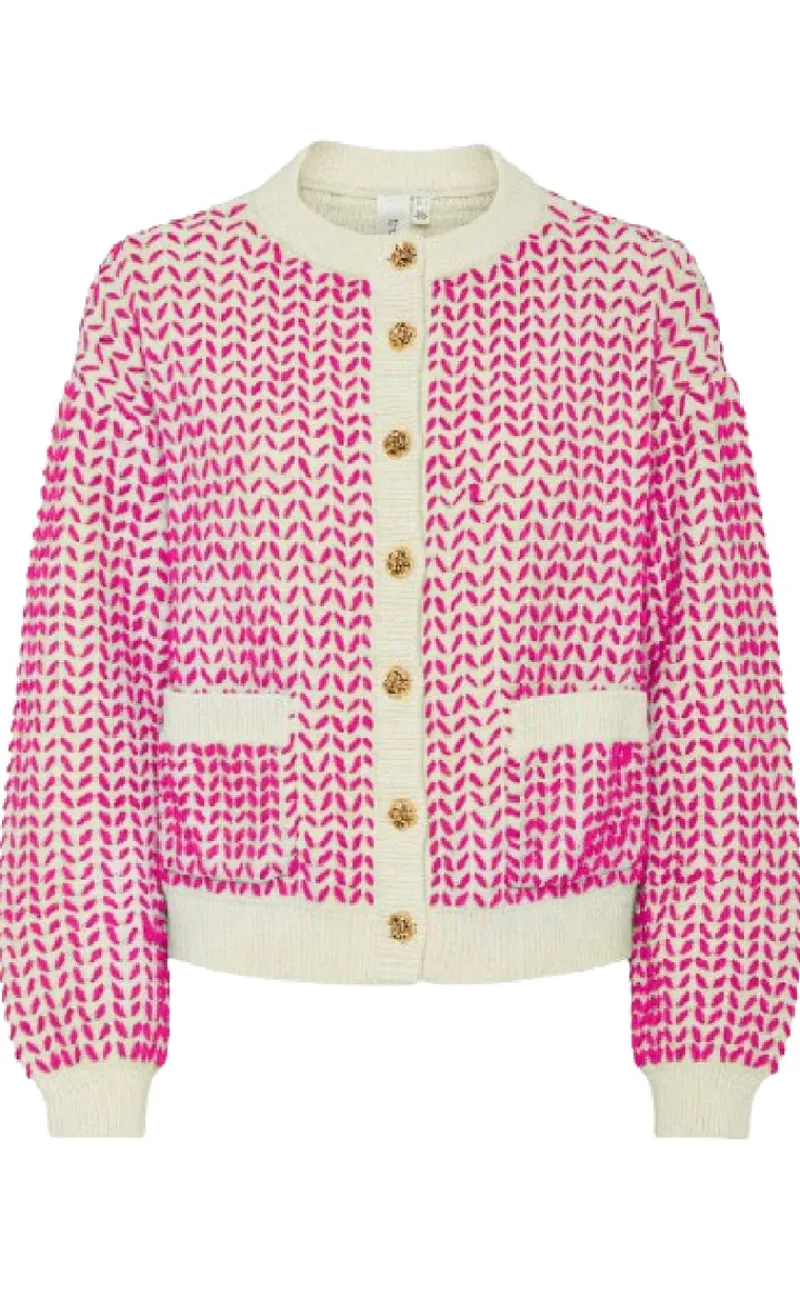 New Cardigan - Gea - Birch/Fuchsia Fedora Cardigans