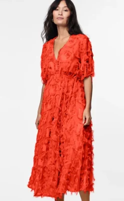 Clearance Kjole - Pazylla Midi - Cherry Tomato Kjoler